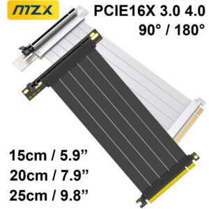 35d6f3d564787075 MZX PCI-E 4.0 3.0 X16 Riser Cable 90° 180° Mount Video Graphics Card Extension Shielded Flexible GPU Cord ITX Computer Connector