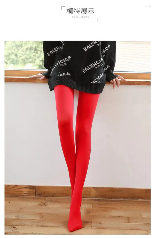 Women Socks Thermal Pantyhose Woman Fleece Tights Sexy Winter Warm Solid Red Stockings Slim Thicken Elastic Veet Female Leggings