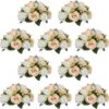NUPTIO Flower Balls for Wedding Centerpieces - 2 Pcs 9.5 inch Diameter Fake Flower Ball Arrangement Bouquet Party Centerpieces for Tables - Dusty Blue Rose Bouquet Centerpiece Flowers for Table