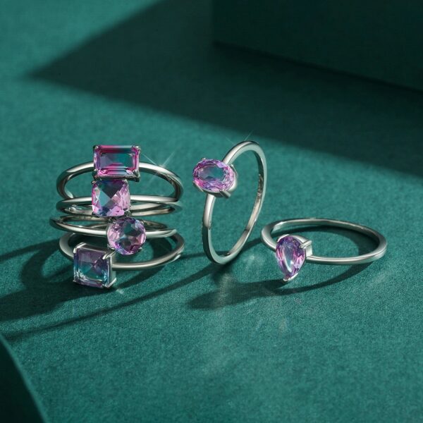35ef66b7c9878b2c Modian Fashion Cocktail Color Ring Pure 925 Sterling Silver 6 Shape Geometric Tourmaline Finger Rings for Women Fine Jewelry