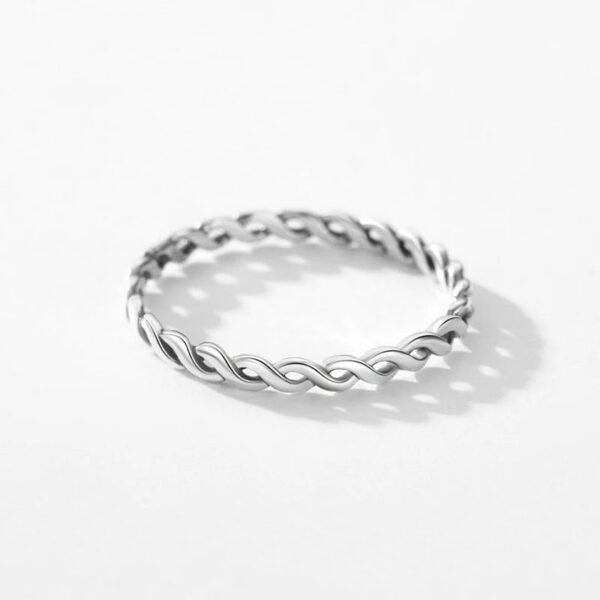 Modian Simple 925 Sterling Silver Texture Twisted Thin Stackable Small Finger Ring For Women Vintage Classic Fine Jewelry Gifts