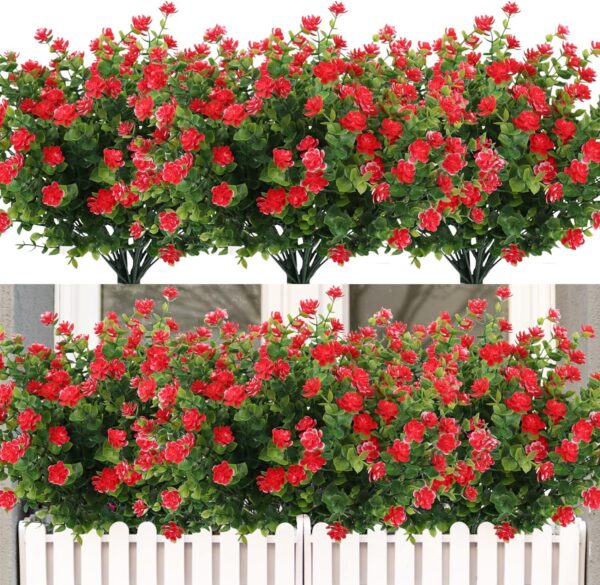 35f84fd3c3f75ece RECUTMS 12 Bundles Outdoor Artificial Flowers UV Resistant Fake Boxwood Plants, Faux Greenery for Indoor Outside Hanging Plants Garden Porch Window Box Home Wedding Farmhouse Décor(Yellow)