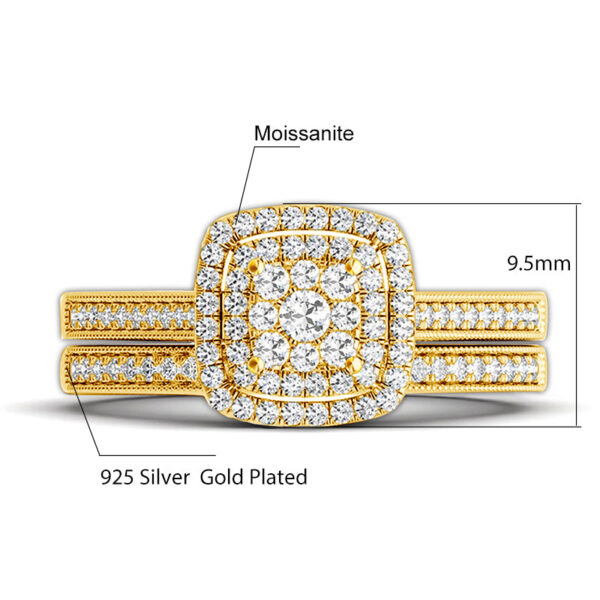 360398e86737649d 2PCS Yellow Gold Moissanite Engagement Rings set For Women 100% Real Pass Diamond Tester Wedding Band Jewelry Lover Couple Gifts