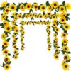 3 Pack Artificial Sunflower Garland, 7.5ft/Strand Silk Sunflowers Hanging Vines Flowers with Green Leaves for Room Kitchen Garden Birthday Wedding Baby Shower Party Table Decor Large