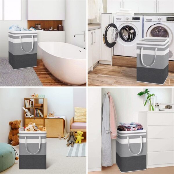 360e0ed78be0d76e 1pc Grey Large Capacity Waterproof Cotton Linen Dirty Basket Simplified Clothes Sundrie Box Foldable Storage Bag