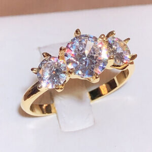 3612af0e25c4eaec New Row Of Diamonds White Zirconia Gold Ring Female Stamp Fashion Wedding Party Jewelry Gift Wholesale