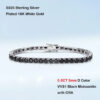 EWYA GRA Certified Real 3/4/5/6.5MM Full Black Moissanite Tennis Bracelet for Women Men S925 Silver Link Bracelets Fine Jewelry