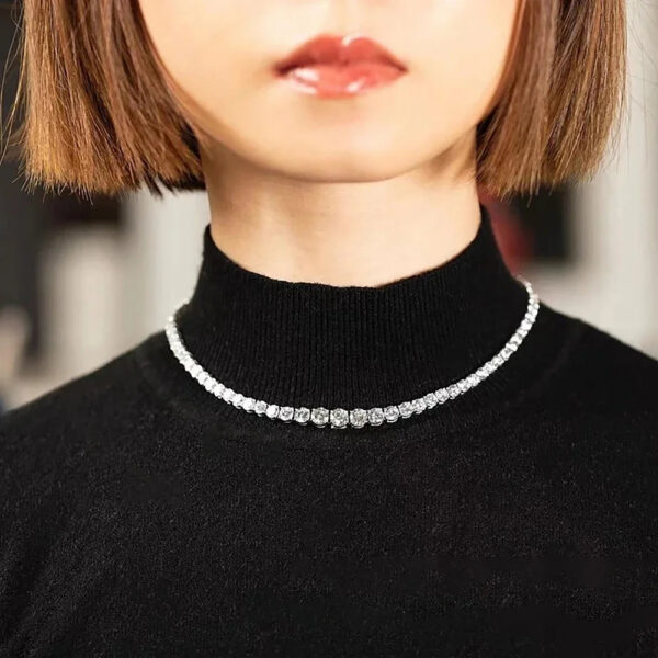 36385c72acc5efa6 Full Moissanite Tennis for Women Sterling Sier Plated Gold Diamond Choker Necklace with GRA Certificate