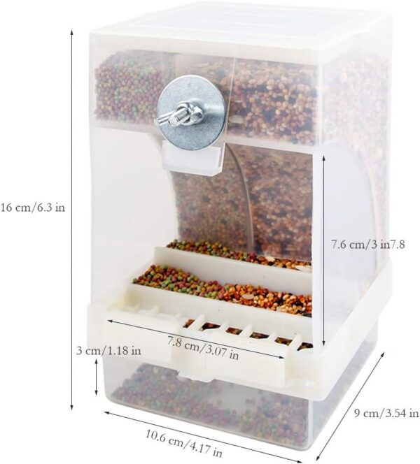 3639f8e8acd4c257 Automatic Bird Feeder No Mess for Cage Inside Birds Stuff Cage Accessories Seed Food Container for Small Brids Cockatiel Budgerigar Macaw Finch Budgie Parakeet Conure Canary Parrots Lovebird