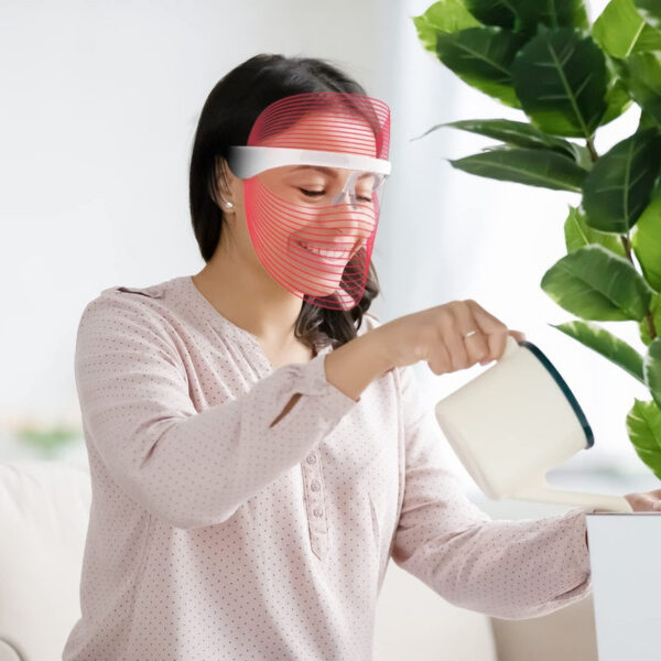364e409cceae4a64 L E D Face Mask Light Therapy, 7 Colors Therapy Mask, Red & Blue for Face, Skin Care, Portable Rechargeable