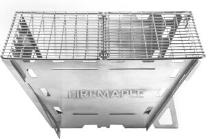 Fire-Maple Maverick Camping Wooden Burning Stove | Stainless Steel Square Firepit with Grill | Folding Fire Pit for Bonfire Backyard Patio Deck Camp Picnic (Square)