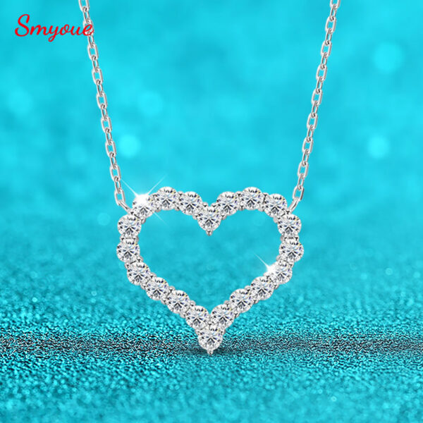 Smyoue 2CT Pass Tested Moissanite Heart Necklace for Women S Sier Plated Platinum Simulated Diamonds Pendant Birthday Gift