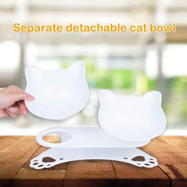 36783a11330246b3 Anti Vomiting Cat Bowls - Elevated Tilted 15° Cat Food Bowl, Raised Plastic Cat Dishes with Non-Slip Rubber Base Stand Kitty Bowl for Cats (White)