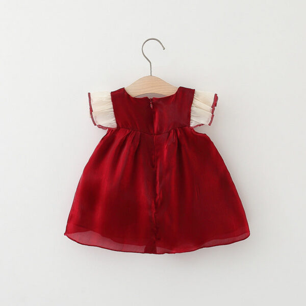 Sweet Solid Color Baby Girl Sleeveless Bow Princess Children Birthday Party Evening Smooth Dress Wedding Toddler Kids Clothes