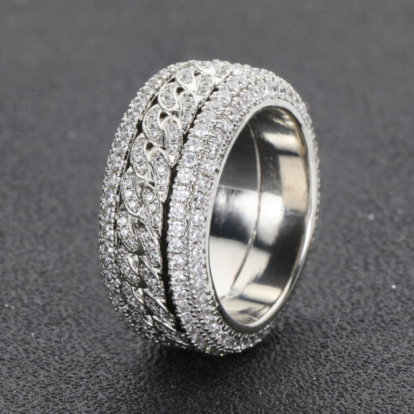 36b0b046650aeed6 HOYON Moissanite Diamond Shape Cuban For Men S Sterling Sier Gold Rings 3 Layers Hip Hop Goregous Sparkling Jewelry