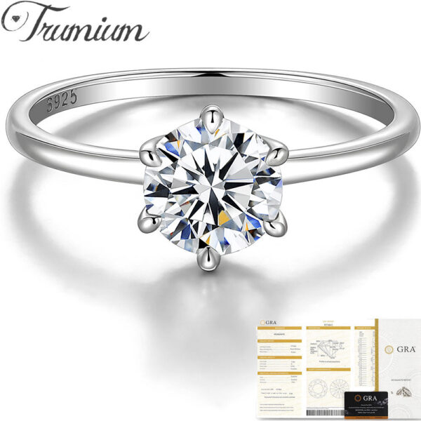 36c17cd22a9c6a6f Trumium 0.5/1 Ct D Color Moissanite Ring For Women Diamond moissanite Rings s Sier Engagement Wedding Bands Fine Jewelry