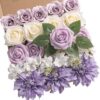 YYHUAWU Artificial Flowers Combo Box Set Gradient Color Flower Leaf with Stems for DIY Wedding Bouquets Centerpieces Baby Shower Party Home Decorations Peach