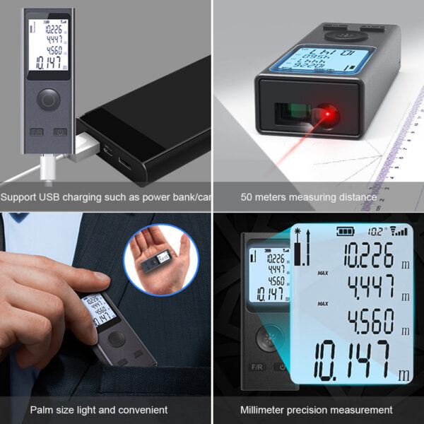 36cec86d8524cd62 Laser Rangefinder Mini Portable Intelligent Digital Tape Measure Infrared Measuring Room Artifact Electronic Angle