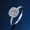 Real Moissanite Sterling Sier Ring For Women Square Round 1CT 2CT 3CT Brilliant Diamond Finger Band Wedding Jewelry Gift