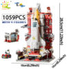 36da33fdd0ecb0e2 HUIQIBAO Space Aviation Manned Rocket Building Blocks With Astronaut Figure City Aerospace Model Bricks Children Toys for Kids