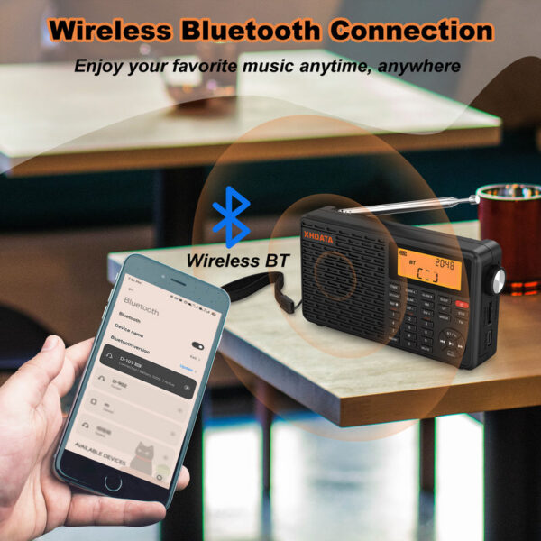 XHDATA D-109 Stereo Digital Portable AM SW MW FM Bluetooth Compatible Multifunctional Radio Support TF Card Player