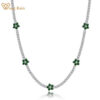 36f885047f31ca3f Wong Rain 100% Sterling Sier Flower Lab Sapphire Emerald High Carbon Diamonds Gemstone Tennis Chain Necklace Fine Jewelry
