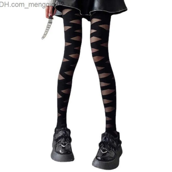 Socks Hosiery Japanese Cross Belt Black Pantyhose JK White Silk Thin Spring and Autumn Stock Z230810