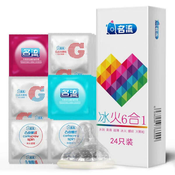 37103fe92e64be98 24/96PCS Ice Fire Condoms Sex Toys For Men Adult Penis Sleeve High Quality Six Kinds Condom Couple Contraception Sexy Supplies