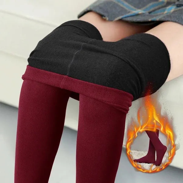 37157dd1e882301a Women Socks Winter Thermal Pantyhose Solid Color Insulated Legging High Waist Elastic Fleece Tights Slim Warm Sock Pants Out Wear