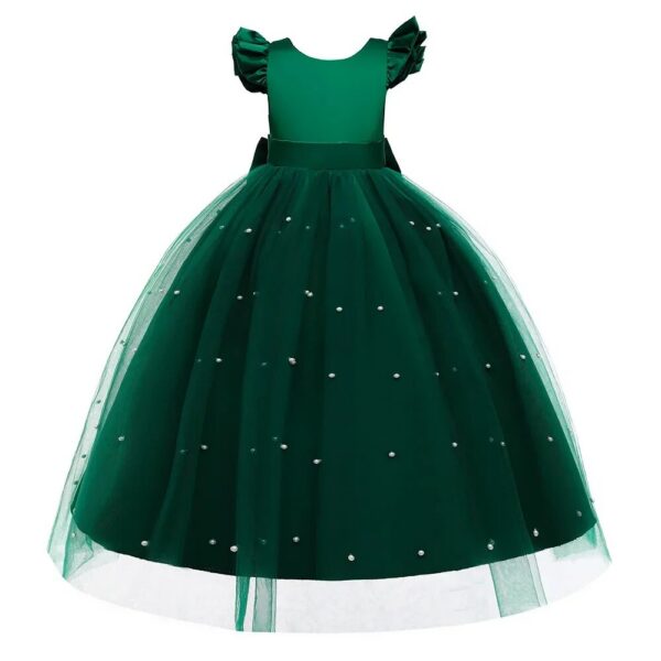37295a45006daaa6 Women's Long Bow Tie Princess Piano Recital Dress Puffy Wedding Gown