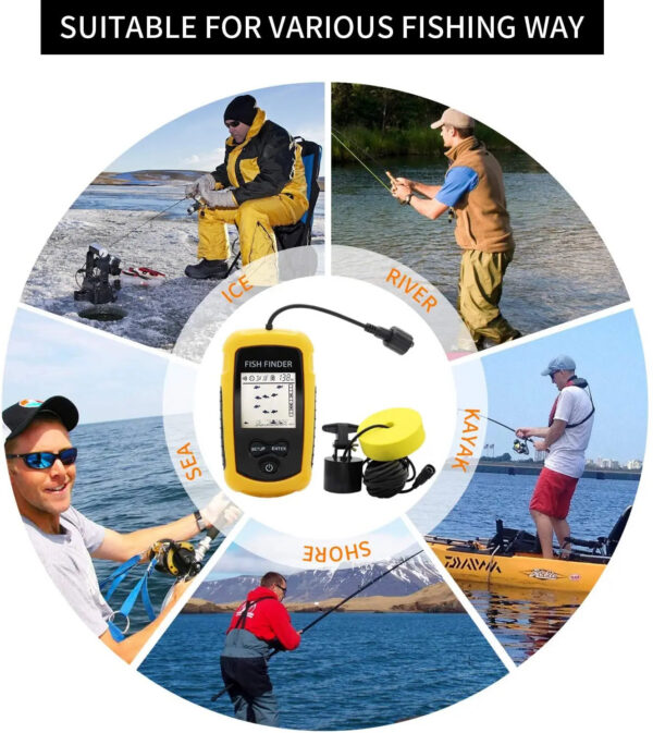 372d9817ab28c9b3 Alarm 100M Portable Sonar Fish Finders 45 degrees Sonar Coverage Echo Sounder Alarm Transducer Lake Sea Fishing
