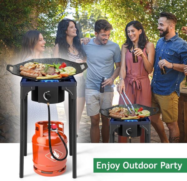 373070c717c999d2 Outvita 150,000 BTU Portable Gas Camping Stove, Outdoor Propane Burner with 20psi Regulator, High Pressure Single Cooker Camp Cooking Home Brewing and Frying