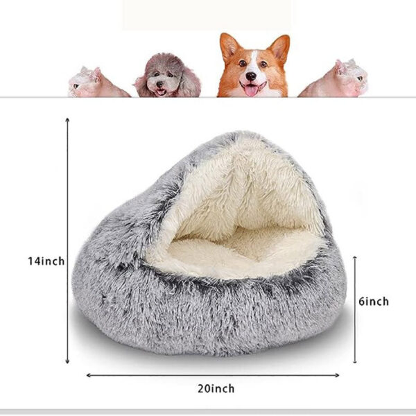 37422cf256c74a64 Soft Plush with Cover Round Bed Pet Mattress Warm Cat Dog 2 in 1 Sleeping Nest Cave for Small Dogs