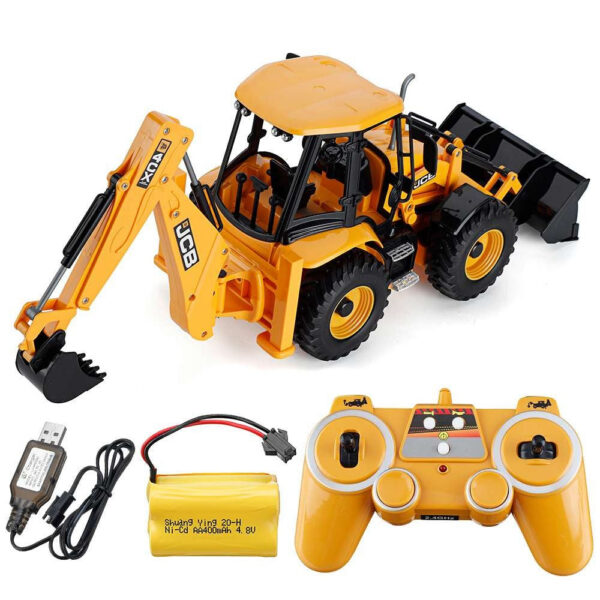 37481ebc78e53749 DOUBLE E E589 RC Backhoe Loader 1:20 Excavator Remote Control Car Engineering Vehicle Truck Model Bulldozer Trailer Toy for Boy
