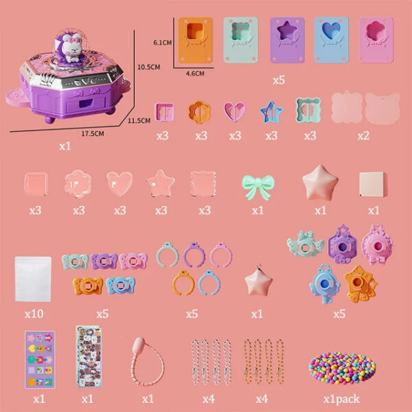37549cfd2f349955 DIY Making Jewel Rings Magical Kit for Girl Supplies Bead Handmade Princess Pendant Keychain Colored Beans Kid Toy Birthday Gift