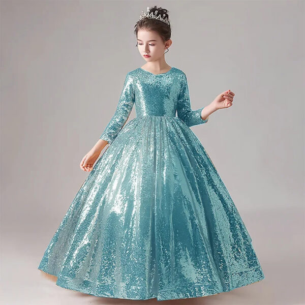 Girls Kid‘s Dress for Wedding Christmas Party Lace Elegant Sequin Tulle Princess Pageant Formal Vestidos