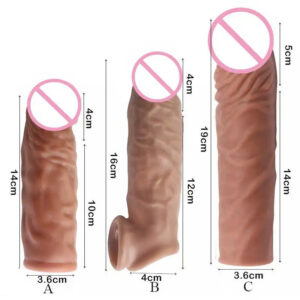 376766abff94161b 14/16/20CM Realistic Penis Sleeve Extender Reusable Dildos Condom Delay Ejaculation Dick Enlargement Sex Toys for Men
