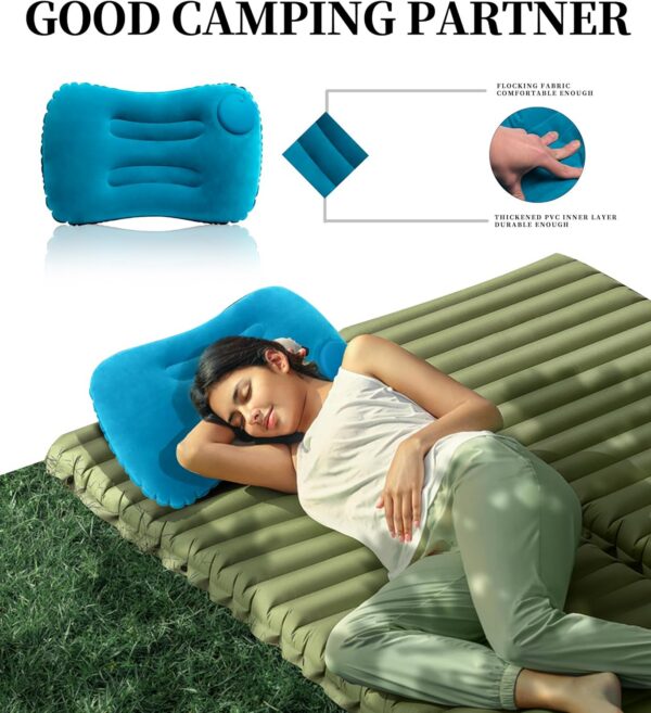 3776ccf3f5c1d591 Ultra Light Inflatable Camping Pillow - Inflatable Pillow for Camping, Hiking, and Backpacking - Press-to-Inflate Design for Safer and Healthier - Compressed design for Hiking, and Backpacking Travel