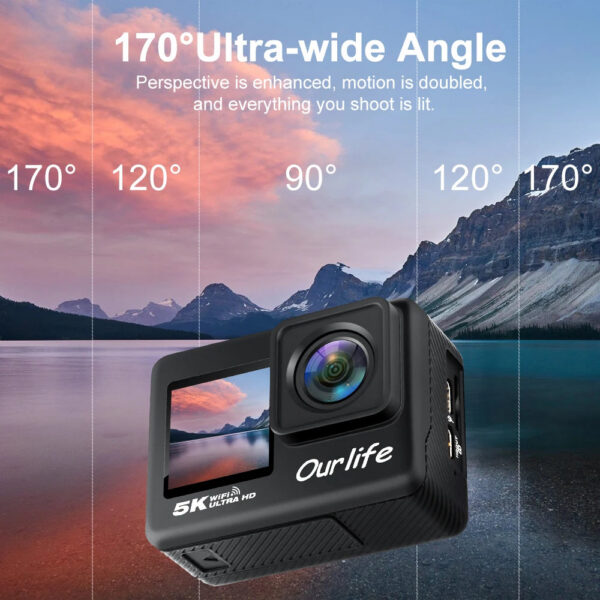3784b3db7cffbf43 Ourlife 5K30FPS Action Camera 2.0'' Touch LCD 170° DVR 30M Waterproof Remote Control 5X Zoom Helmet WiFi 4K60FPS Sport Camera