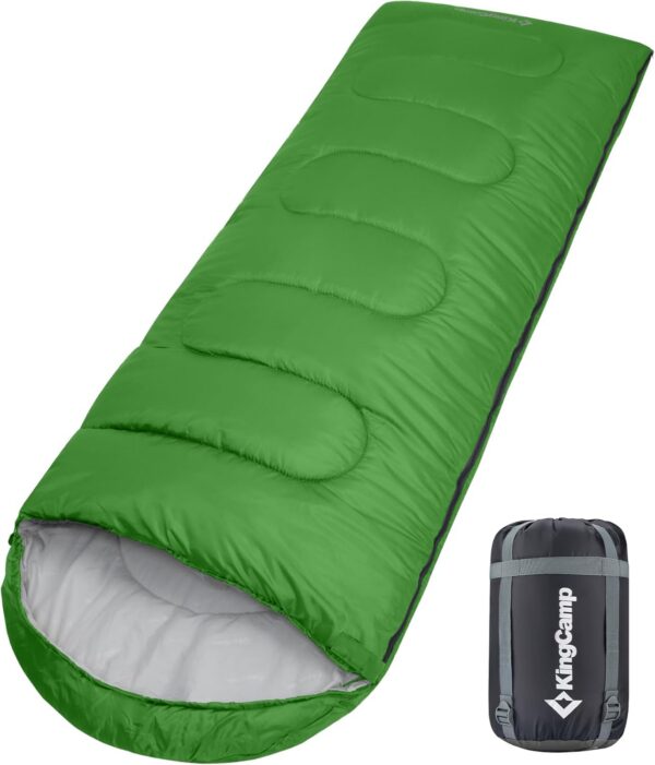 3795c6bb08596e1d KingCamp Oasis Schlafsack, 3 Jahreszeiten, warm, bequem, leicht, tragbar, mit Kapuze, für drinnen und draußen, Camping, Wandern