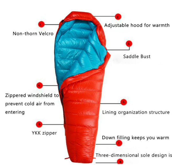 3796c364c926303c Outdoor Ultralight Warm Goose Down Filled Adult Mommy Style Travel Sleeping Bag Camping Hiking