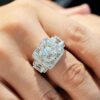 379b9e093550e1d9 HOYON Moissanite T Square White Gold Colored Diamond Style Full of 5 Carat Aggressive Men's Ring Party