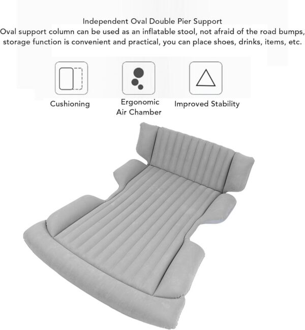 37a6aa0b672423df Ejoyous Auto Matratze, Auto Luftmatratze Aufblasbares Flockbett Verdickte SUV Automatratze Luftbett mit 2 Stützpfeilern und Luftpumpe für Rücksitz Kofferraum Unabhängige Luftkammern