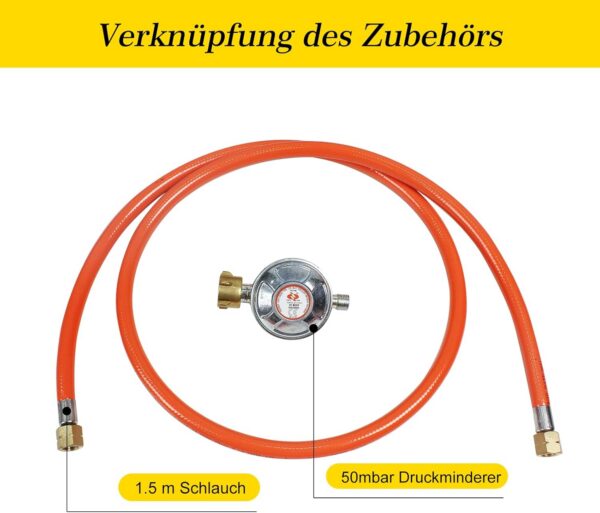 37ab6375ca30ff0b BACOENG Hockerkocher Gas 10KW, 4 Fuß Wok Campingkocher Inklusive 1.5 m Schlauch und 50 mbar Druckregler, 4-beiniger Gaskocher Camping Für Camping und Outdoor