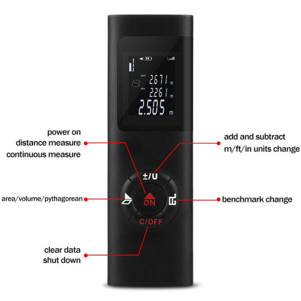 Mini Smart Rangefinder Intelligent 60M Digital Laser Rangefinde Usb Charging Rechargeable Handheld Distance Meter