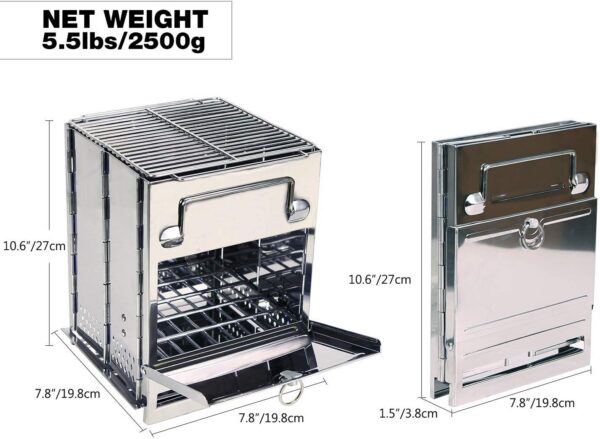 37cdb37d5e5dab6d REDCAMP Large Camping Wood Burning Stove, Stainless Steel Compact Portable Foldable Folding Mult Fuel Camp Stove, Perfect for Backpacking Hiking Travelling Outdoor Cooking Picnic BBQ, Large