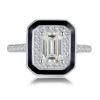 S Sterling Sier Light Style Fashion White Diamond Black Edge Cut Boutique Party Jewelry Ring Versatile