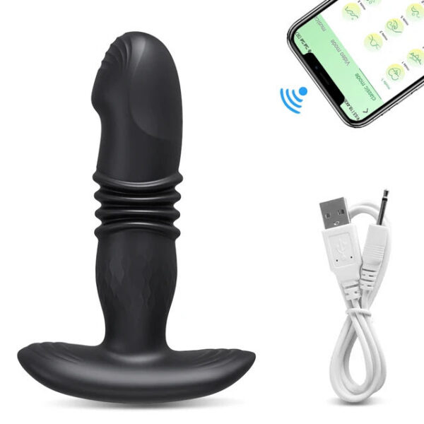 37d712876f2cd40a Male Thrusting Prostate Massager Bluetooth APP Vibrator Men Gay Anal Wireless Remote Butt Plug Sex Toy for Couples