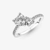 New arrival Double Heart Sparkling Ring Solid Sier Women girlfriend Gift Jewelry For Lover CZ diamond P brand finger nail Rings with Original box Set