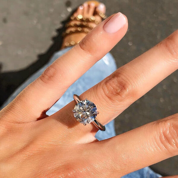 37e1a59fe7a3a060 100% Certified White Gold Filled Solid Sier Ring 2.0ct Round Created Diamond Rings Women Wedding Accessories Jewelry